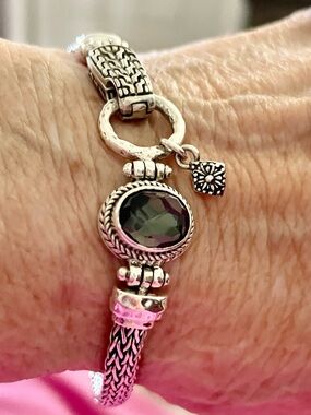SARDA Black Knight Quartz Sterling Chain Bracelet Flip Close- 7.25”